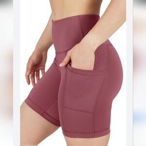 Yogalicious Lux Biker Style Shorts with Pocket Women's Rose Activewear Shorts